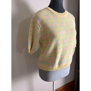 Carroll Reed vintage Floral Cotton Short Sleeve Sweater Cottagecore granny small